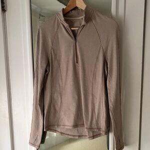 Avalanche Tan White Stripe Athletic Pullover Quarter Zip